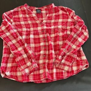 Faded Glory Red and White Plaid Shirt